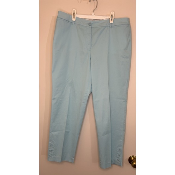 Talbots Pants - TALBOTS Blue Perfect Crop Curvy Pleated Classic Pants Ankle Accent Womens 12